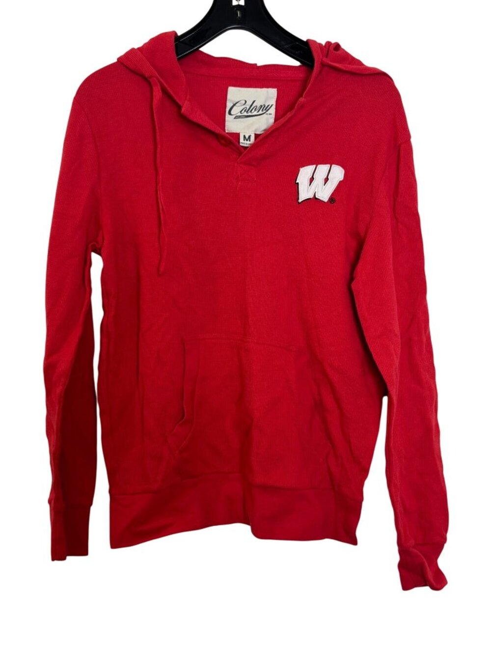 Wisconsin Badgers Colony Red Hooded Pullover Sweatshirt M Cotton Blend